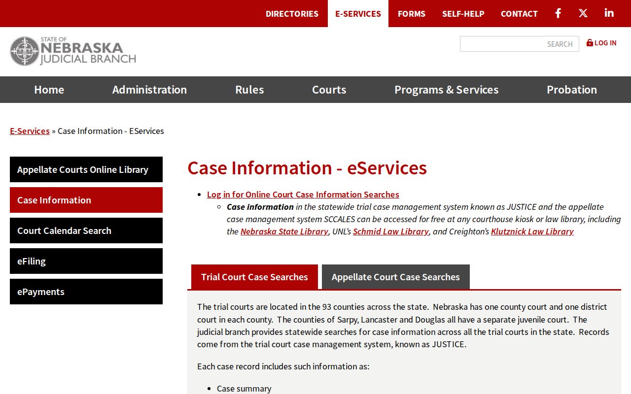 Omaha residents directory Nebraska Judicial Branch case information service