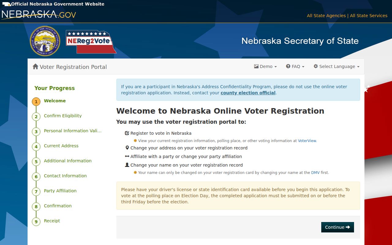 Omaha resident lookup context from Nebraska online voter registration